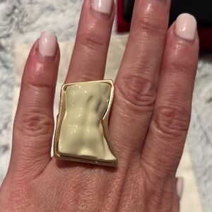 Elegant Gold and Cream Statement male sculpture ring